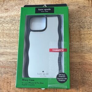 Kate Spade Black rim mirrored mirror Wavy Case for iPhone 16 Pro Max NWT in box